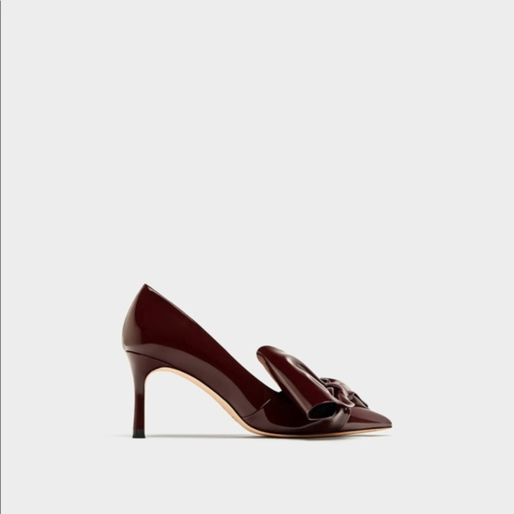 ZARA Faux Patent Court shoes with bow US 7.5 6.5 - Picture 5 of 6